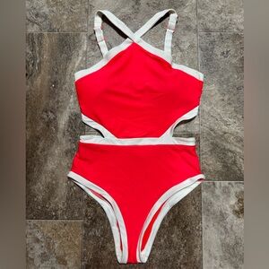 aerie Womans One-Piece Swimsuit with White Trim